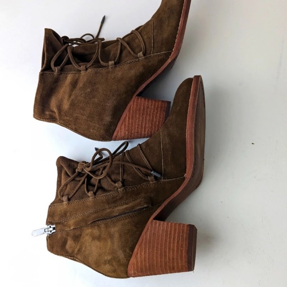 Anthropologie Sam Edelman Millard Suede Leather Lace Cottagecore Ankle Boots 6.5 - Picture 10 of 14